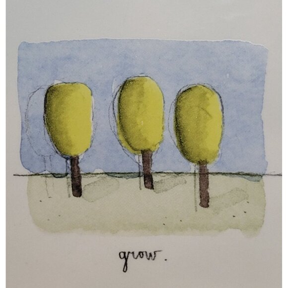 Vintage Rae Dunn Designed Pottery Barn 8 Inch Plate "Grow" - Picture 2 of 3